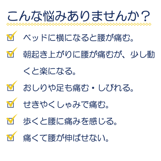 腰痛治療 原因 症状 治療法 料金 施術の特徴 利用された事例